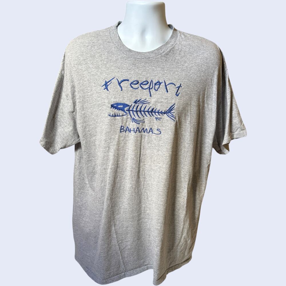 Gildan XL Bahamas Freeport Embroidered T-Shirt Heather Gray